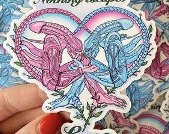 Xenomorph Alien Valentines Heart Vinyl Sticker