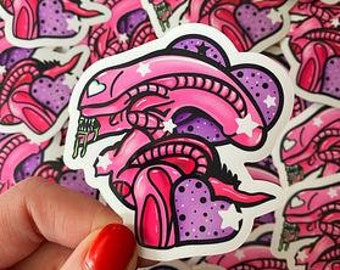 Pink Xenomorph Alien Vinyl Sticker