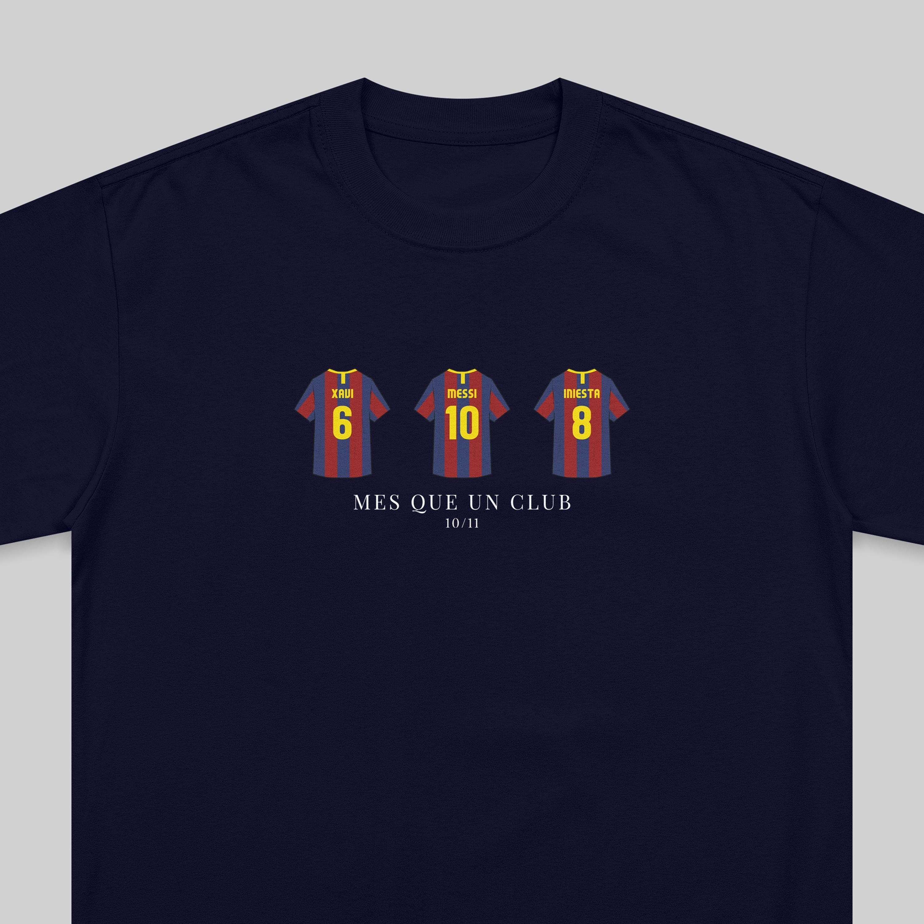 FC Barcelona Tribute T-shirt: Xavi Messi Iniesta, Retro Football