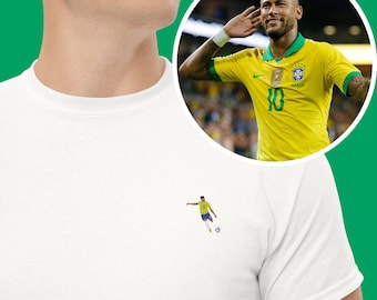 Camiseta bordada de Neymar Brasil: camiseta retro para aficionados al fútbol