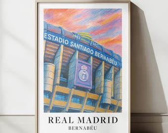 Stampa del Real Madrid: decorazione murale dello stadio Santiago Bernabéu. Regalo vivace per i tifosi dei Blancos, poster del calcio del Madrid.