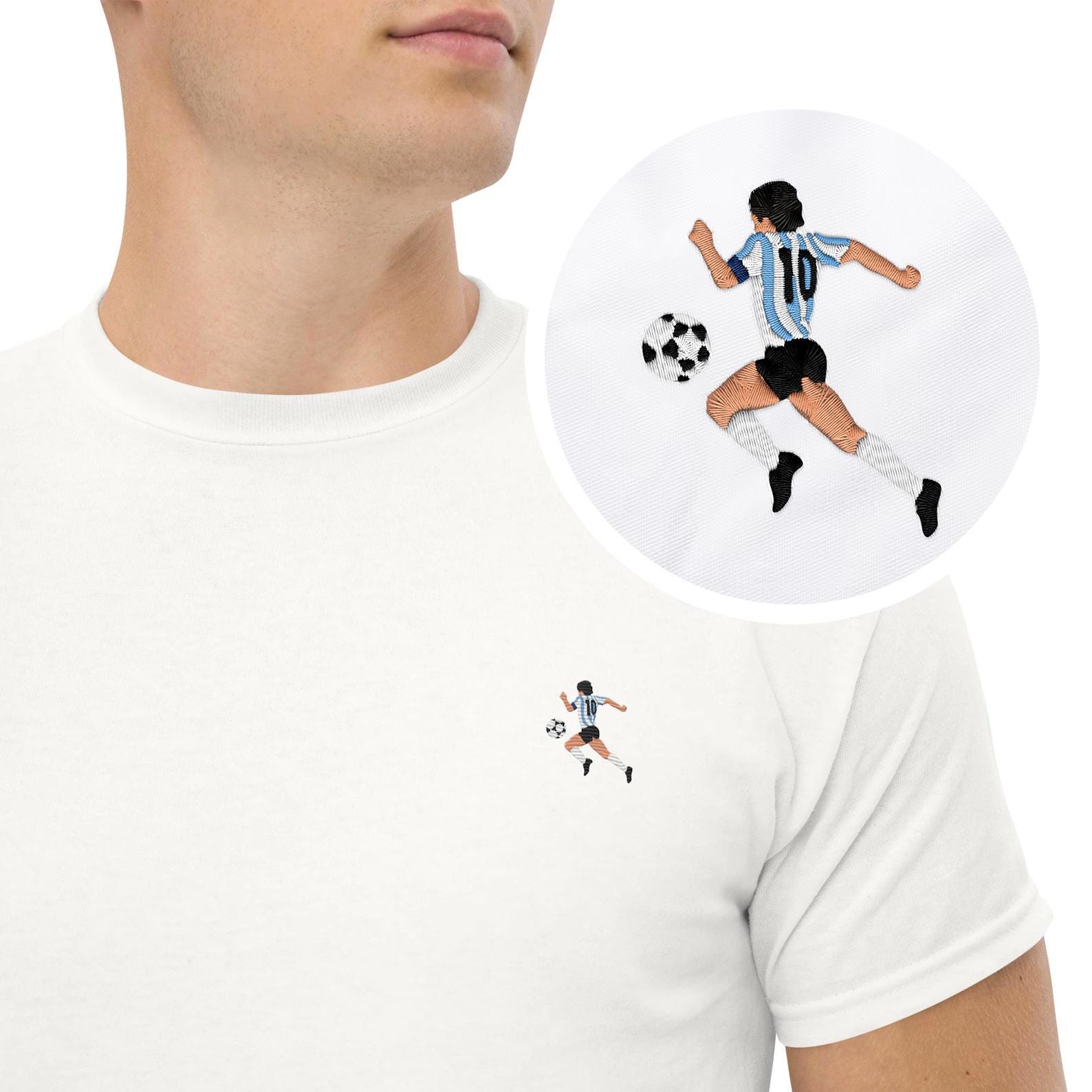 刺繍入りディエゴ・マラドーナTシャツ：アルゼンチンサッカー