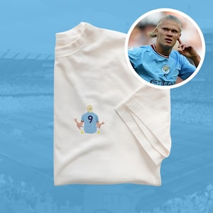 Erling Haaland Embroidered T-Shirt | Iconic Zen Celebration | Manchester City Star | Multiple Colors Available
