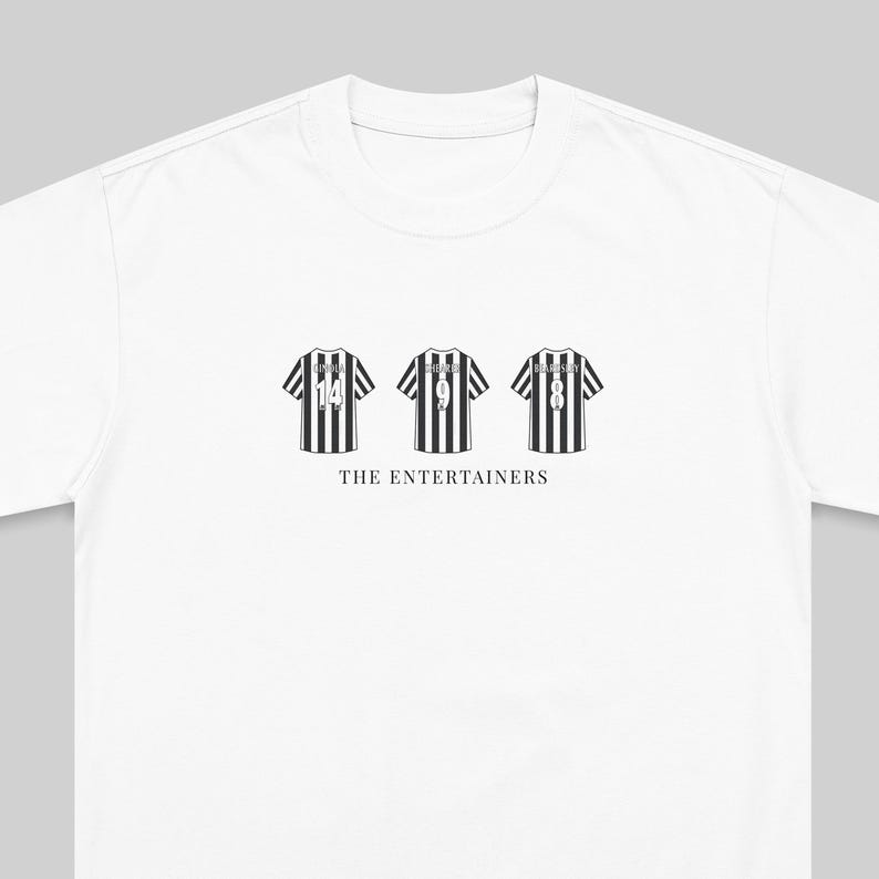 Newcastle United 'The Entertainers' Tribute T-Shirt: Shearer, Ginola, Beardsley