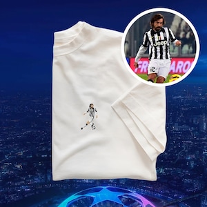 Andrea Pirlo Embroidered T-Shirt | Juventus Playmaking Legend | Multiple Colors Available