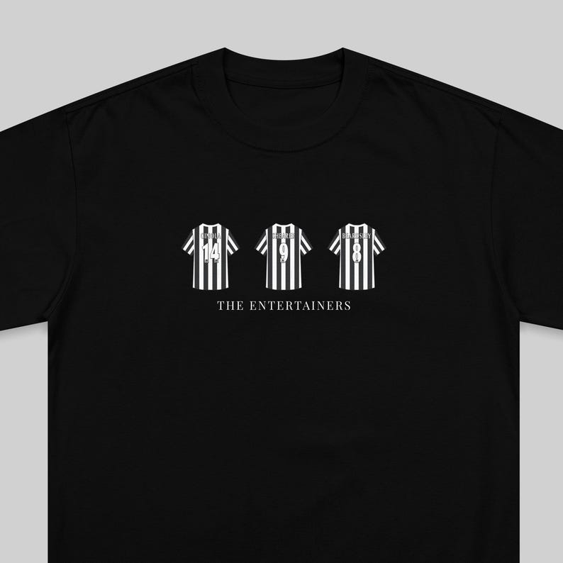Newcastle United 'The Entertainers' Tribute T-Shirt: Shearer, Ginola, Beardsley