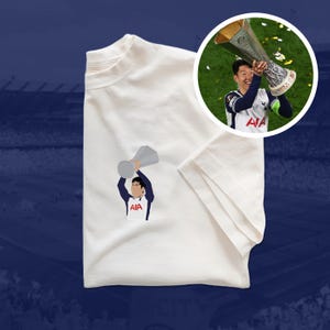 Heung-min Son Embroidered T-Shirt | Europa League Trophy Lift | Spurs Historic Win | Multiple Colors Available