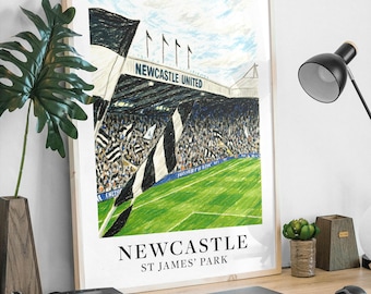 St James' Park Print: Newcastle United Stadium Art for Toon Army Fans. Perfect Magpie Gifts, Newcastle Gallery Décor