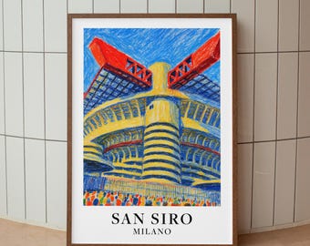 San Siro Stadium Print: AC & Inter Milan Football Wall Art. Derby Gifts, Milano Gallery Décor
