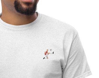 Denis Bergkamp Besticktes T-Shirt | Hauch von Klasse | Kragen-Legende | Mehrere Farben erhältlich