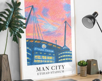 Etihad Stadium Print: Manchester City FC Wall Art. Perfect City Gifts, Man City Gallery Décor