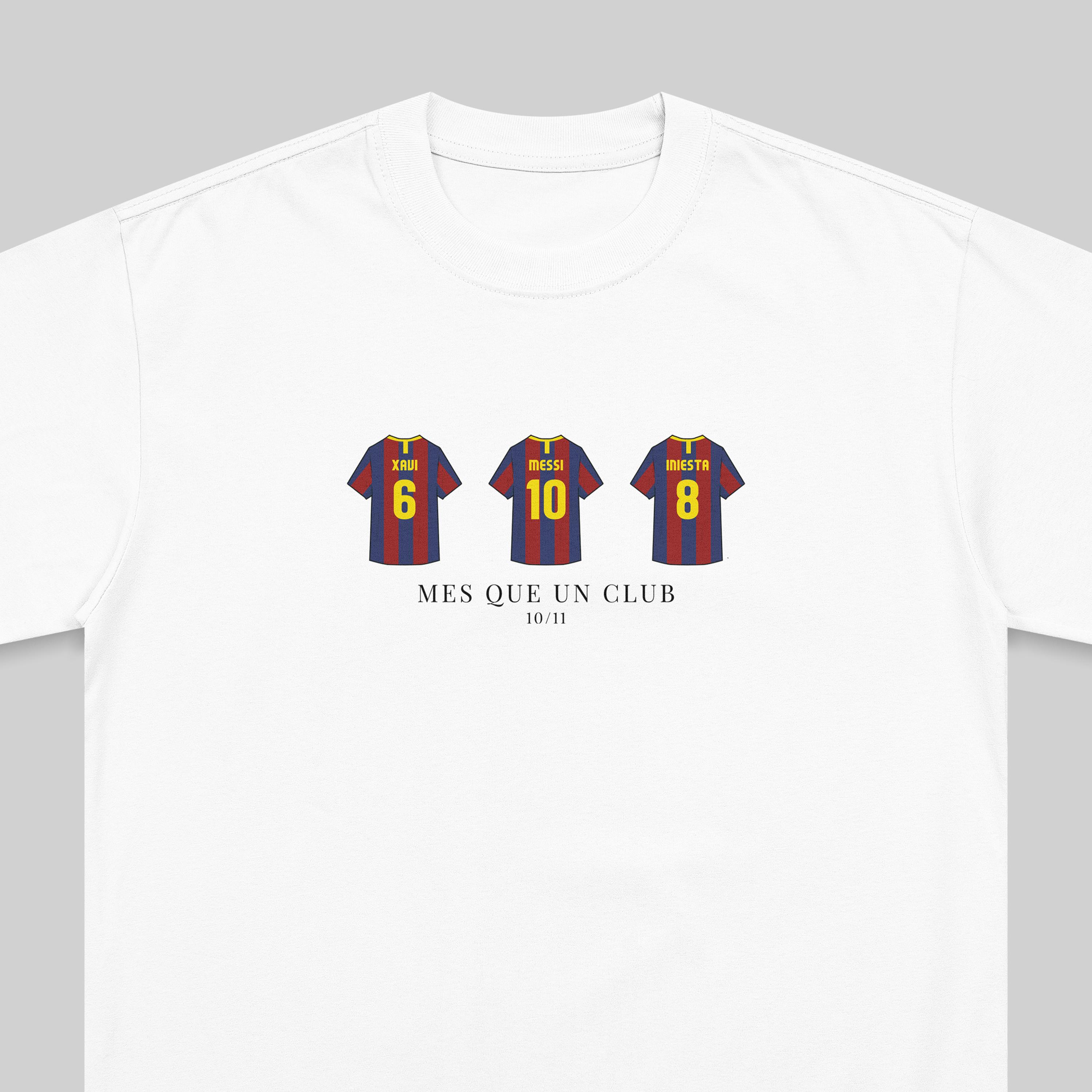 FC Barcelona Tribute T-shirt: Xavi Messi Iniesta, Retro Football 