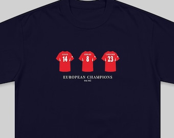 Liverpool 2005 Champions League T-Shirt: Gerrard, Alonso, Carragher Tribute