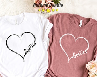 Besties Heart Shirt, Best Friends Shirt, Best Friend Gift, Personalized Best Friend Gifts, Sisters Matching Tees, Friends Matching Shirts