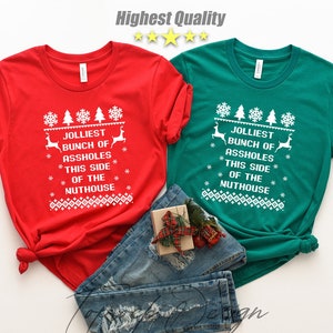 Christmas Shirt,Jolliest Bunch of A-Holes Shirt,Funny Christmas Shirts,Coworker Christmas Gift,Christmas Party Shirts,Customized Party Shirt