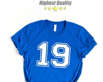 Camiseta de cumpleaños número 19, cumpleaños número 19, regalo de cumpleaños número 19, regalo de cumpleaños número 19 para niña o niño, diecinueve, cumpleaños número 19, camiseta de cumpleaños, sudadera