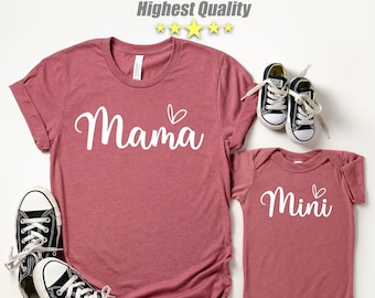 Mama Mini Matching Set, Mama Mini Shirt, Mama T shirt, Mini Onesie, Mini Toddler, Mini Youth, New Mom Gift Idea, Baby and Mama, Mini Onesie