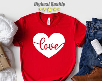 Love Women T-shirt, Heart Tee, Square Love Shirt,Love Heart Shirt,Love Cute Tshirt,Love Valentines Day Shirt,Love Shirt for Women, Love Tee