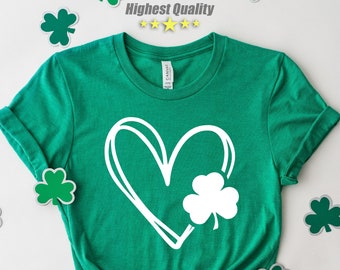 Shamrock And Hand Drawn Heart St Patty's Day Shirt,St. Patricks Day Shirt,Three or Four Leaf Clover,Shamrock Shirt,Patricks Day,Irish Tshirt