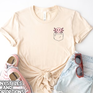 Pocket Tee, Axolotl Shirt, Animal Lover Tee, Axolotl Gifts, Pocket Axolotl Shirt, Axolotl Birthday Shirt, Cute Axolotl Shirt, Gifts for Her