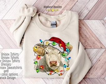Сute Christmas Cows Sweatshirt, Christmas Heifer Sweater,Mooey Christmas Sweater,Funny Christmas Cow Shirt,Christmas Highland Cow Sweatshirt