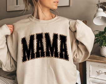 Leopard Print Mama Shirt,Cheetah Mama Shirt for Mother's Day,Gifts for Mom,Cute Mama Gift for Mothers Day,Mama Tee,Leopard Print Sweatshirt