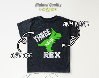 DINOSAUR BIRTHDAY, 3rd Birthday Shirt, 3rd Birthday, Gift For 3rd Birthday, Three Rex Shirt, Third Birthday Shirt Boy, CUSTOM Birthday Shirt