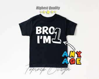 Kids 1st Birthday Tee, Bro I'm 1 Shirt, Birthday Boy Baby Onesie, First Birthday Party Kid Shirt, One Years Old Boy Kid Tee, New Age Shirt