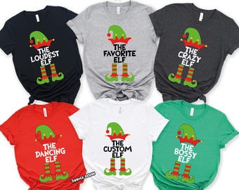 Custom Elf Shirt, Personalized Family Christmas Matching Tee, Funny Elf Squad Holiday Gift