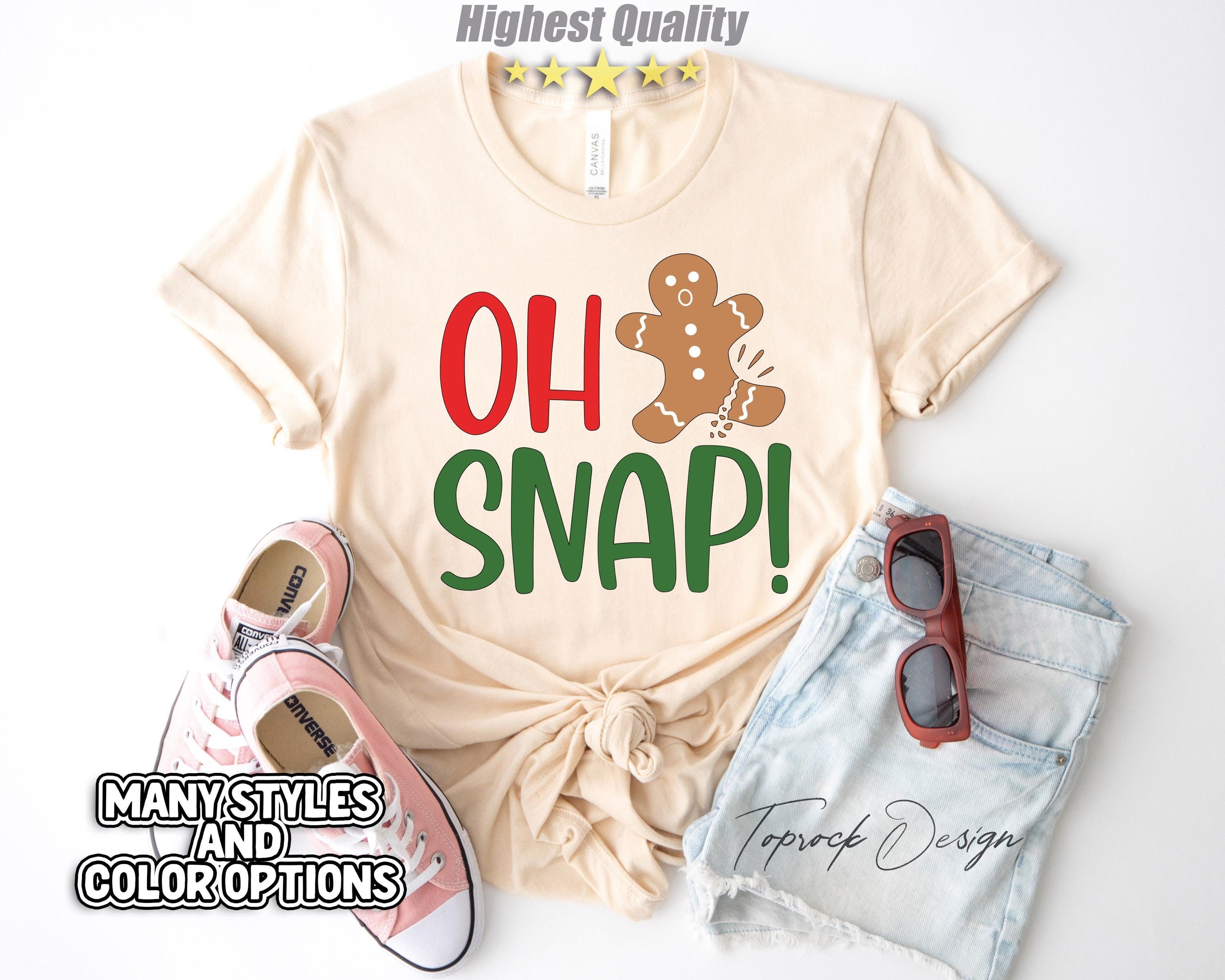"Oh Snap" Funny Matching Christmas Shirts - Couple Ugly Sweater Tees In Green & Red - View #2