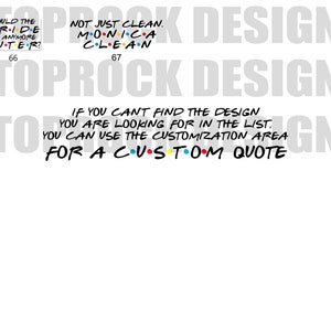 May include: A white background with black text that reads "Could the bride be anymore cuter?" and "Not just clean, Monica clean."  The text is in a handwritten font.  There are also colorful dots in the text.  The text "Toprock Design" appears twice in the image.