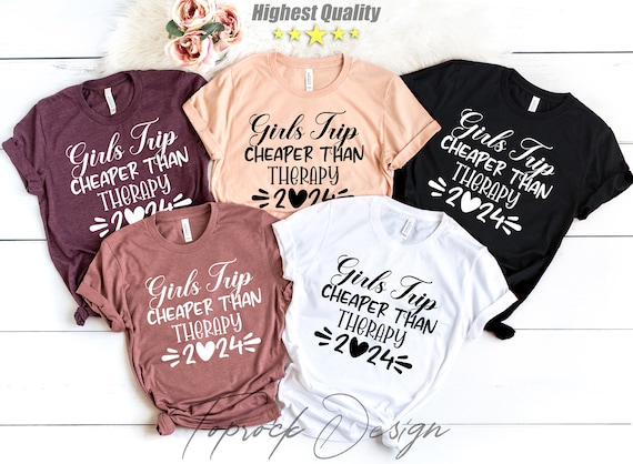 Funny Women's T-Shirt - "Girls Trip Cheaper Than Therapy" Graphic Tee, Casual Short Sleeve Top - View #9