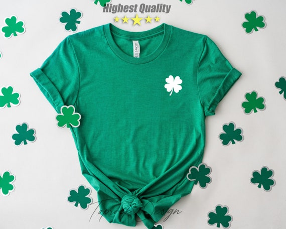 Pocket Minimalist Shamrock Shirt, Irish Shirt Women, Cute Shamrock Shirt, Lucky Woman Shirt,Shamrock Clover Shirt,St Patrick Day Shirt, Gift