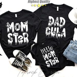 Dadcula Momster Little Monster Shirt, Matching Halloween Gift for Dad,Halloween Mom Shirt,Spooky Dad,Spooky Mom,Dadcula Shirt,Momster,Family