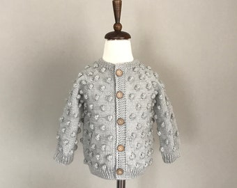 Knit Cardigan Baby | Popcorn Cardigan | Toddler Cardigan | Knit Kids Sweater | Knit Sweater Baby | Hand Knit Sweater | Kids Wool Sweater