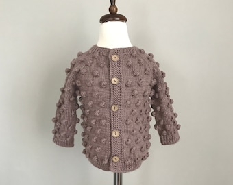 Knit Cardigan Baby | Popcorn Cardigan | Toddler Cardigan | Knit Kids Sweater | Knit Sweater Baby | Hand Knit Sweater | Kids Wool Sweater