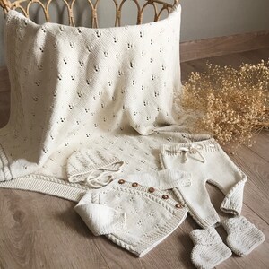 Newborn Baby Coming Home Outfit Blanket Set Knit Newborn Outfit