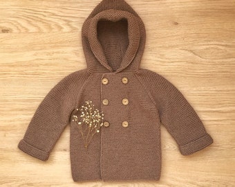 Knit Baby Cardigan with Hood | Kids Wool Cardigan | Kids Hooded Cardigan | Wool Baby Cardigan | Toddler Wool Cardigan | Kids Wool Sweater