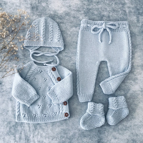 Neugeborenen Jungen Coming Home Outfit | Baby Jungen Outfit Neugeborenen Jungen Krankenhaus Outfit | Neugeborenen Outfit stricken | Gestrickte Baby-Jungen Kleidung