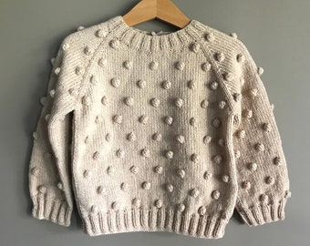 Knit Kids Sweater | Knitted Baby Sweater | Popcorn Sweater | Knit Child Sweater | Toddler Sweater | Merino Knit Sweater | Kids Wool Sweater