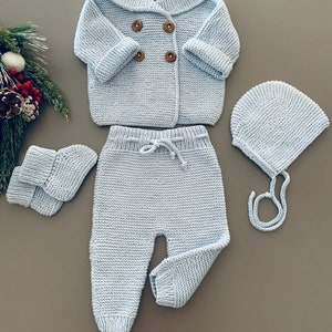 Newborn Boy Coming Home Outfit Baby Boy Coming Home Outfit Newborn Boy Hospital Outfit Newborn Boy Clothes Knitted Baby Boy Clothes zdjęcie 9