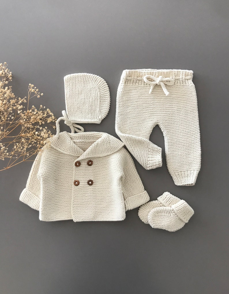 Newborn Boy Coming Home Outfit Baby Boy Coming Home Outfit Newborn Boy Hospital Outfit Newborn Boy Clothes Knitted Baby Boy Clothes Off White