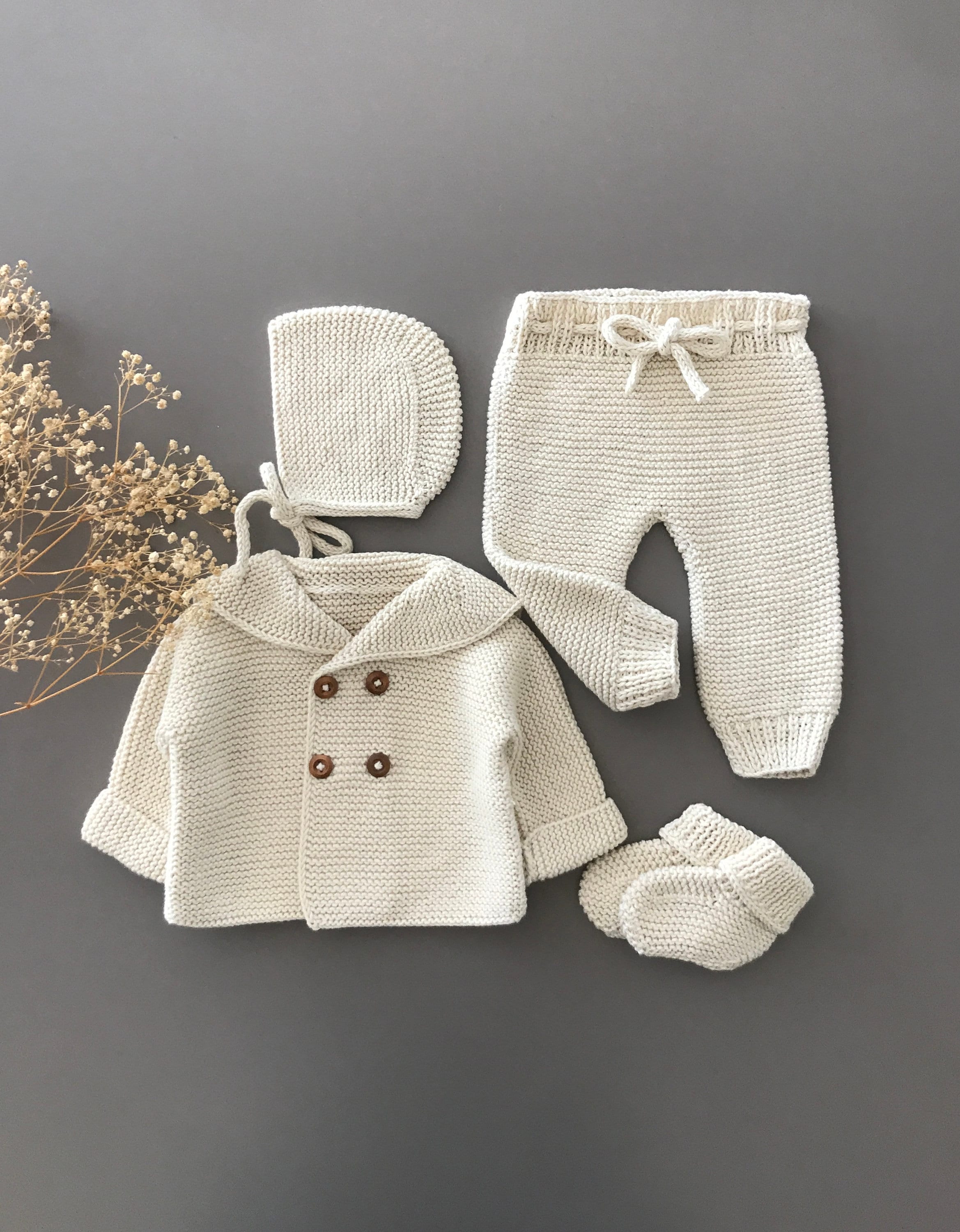 Baby Boy Going Home Outfit - Knit Newborn Gift Clothes