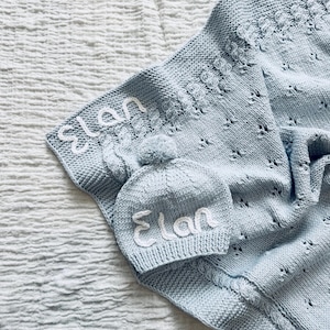 Personalized Knit Baby Blanket: Organic Cotton Newborn Gift