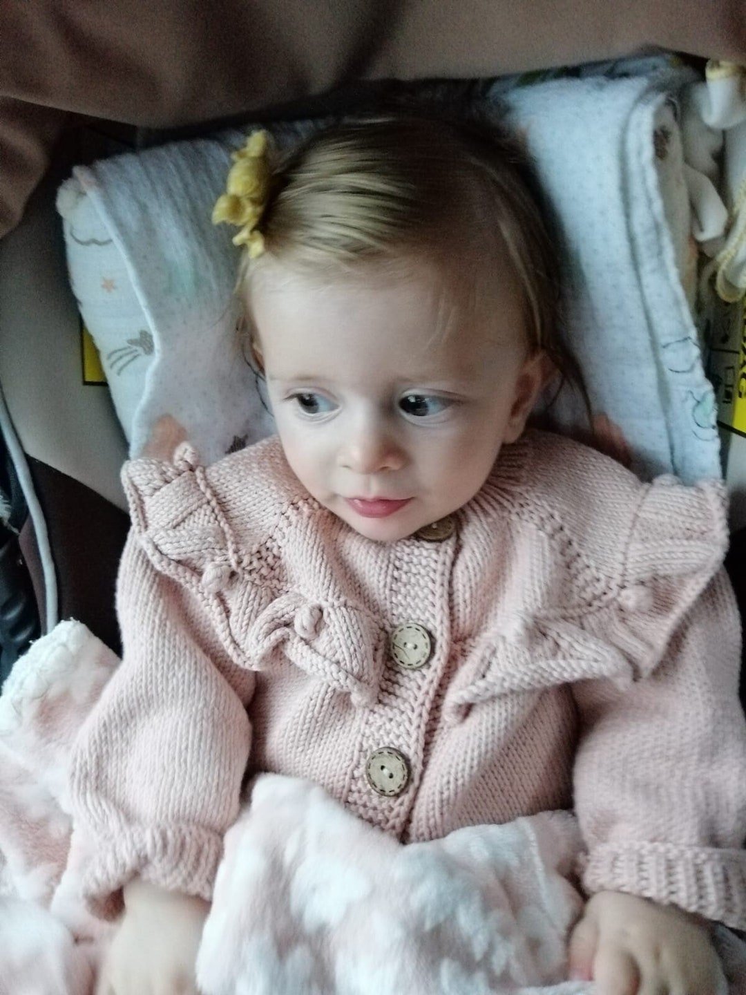 Knitted Baby Girl Ruffle Cotton Knit Baby Etsy