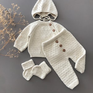 Newborn Baby Coming Home Outfit Newborn Hospital Outfit Organic Cotton Coming Home Outfit Organic Baby Girl Clothes Knit Baby Clothes zdjęcie 2