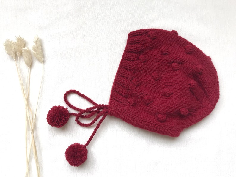 Knit Kids Sweater and Winter Hat Set Wool Kids Sweater Wool Winter Hat Merino Wool Sweater Red Wool Knit Sweater Knit Baby Sweater image 6