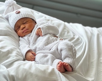 White Newborn Coming Home Outfit Baby Hospital Set Sweater