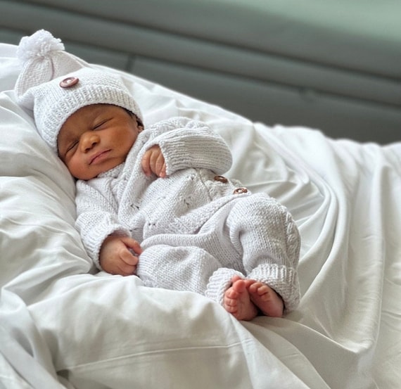 Coco Blank Cotton Footie With Bonnet - Ivory/Red Coco Blank Cotton Footie With Bonnet - Ivory/Red