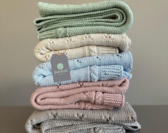 Personalized Knit Baby Blanket | Coming Home Swaddle Blanket | Newborn Baby Gift | Baby Name  Blanket | Keepsake Baby Shower Gift